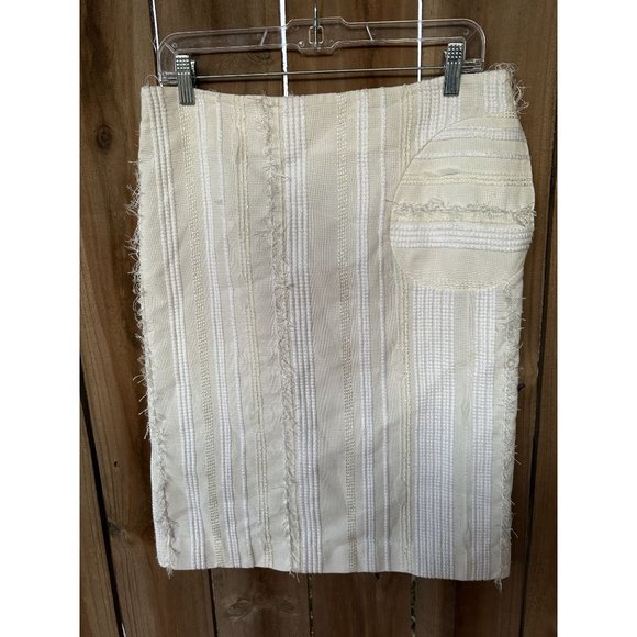 TIBI Textured Cream PENCIL SKIRT Circle Pocket sz 6 - Picture 1 of 5